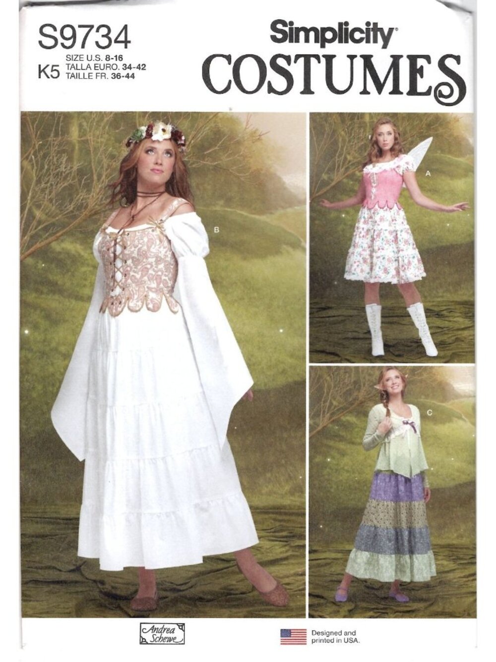 Simplicity S9734 Misses Sizes 8 to 16 Fairy Elf Fantasy Dress Costume Pattern